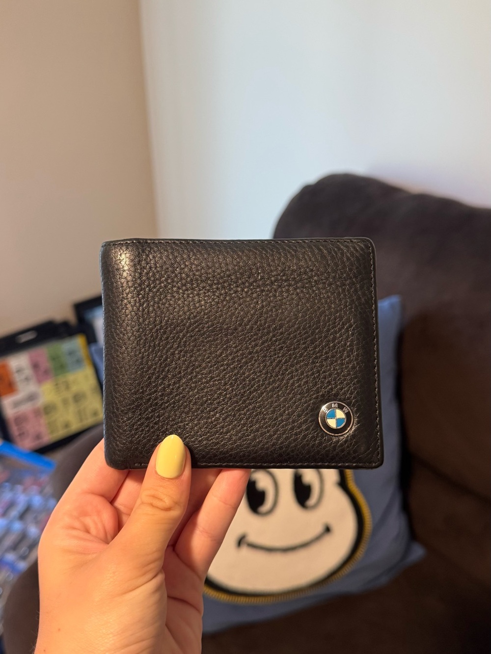 BMW Black Pebble Leather Card & Key Holder Wallet with Round Logo